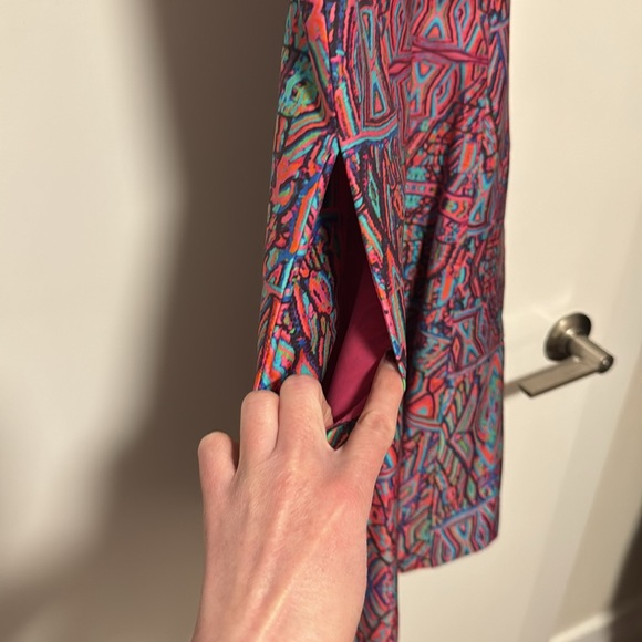 Nanette Lepore Machu Picchu pink printed dress with pockets 2 - Picture 5 of 9